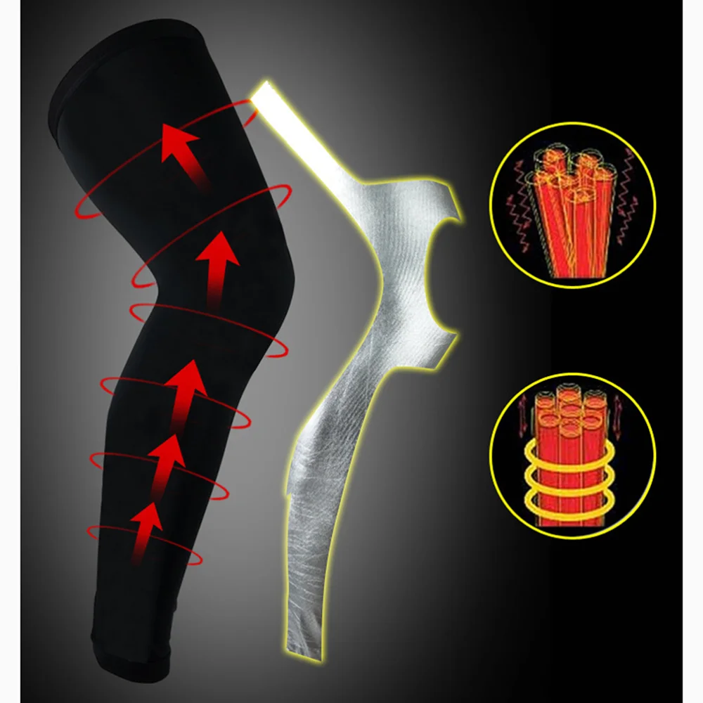 

1pc Professional Athletic Socks Sports Kneecap Compression Elastic Shin Guard for Running Sports (Black + Silver Size)