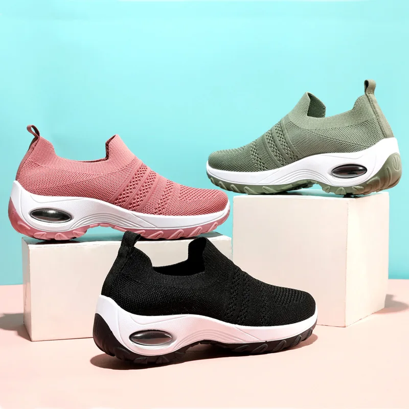 2022 New Stretch Fabric Breathable Platform Sneakers for Women Zapatos De Mujer Flat Platform Shoes Fashion Casual Shoes Woman