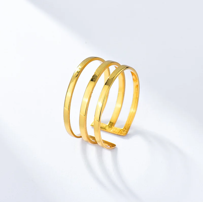 

GREEN PURPLE 100% S925 Sterling Silver Three Layer Glossy Ring Gold Plated 18k Elegant Ring For Women Fine Jewelry Fashion Gift