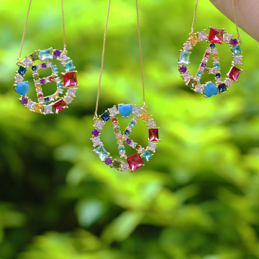 Цепочка с подвеской в виде букв искусственным Цирконом|Ожерелья подвеской| |