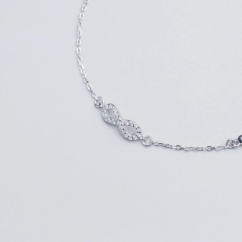 Браслет из стерлингового серебра 925 пробы Бесконечность любовь Роскошные