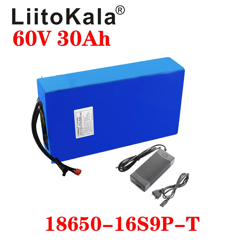 

LiitoKala 60V 30Ah 60V ebike battery18650 16S9P lithium ion battery electric bicycle battery 60V 1500W electric scooter battery