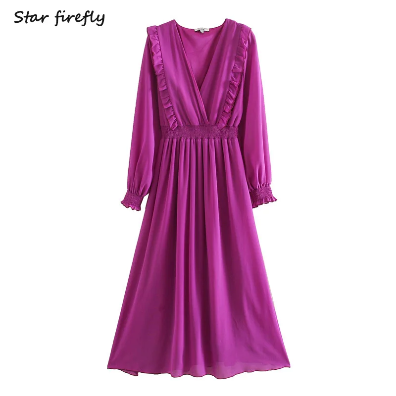 Звездное модное женское платье Za весна 2020 новое повседневное тонкое с v образным