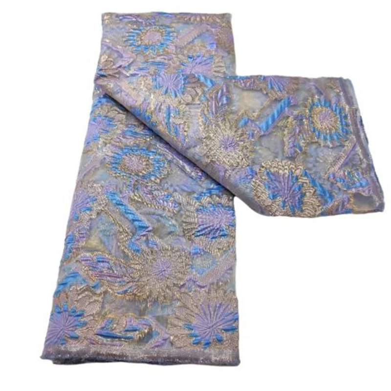 

African lace fabric 2021 blue High Quality Jacquard Brocade Lace french Tulle Net Lace Fabric for Nigerian party dress
