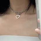 Женское Ожерелье-чокер в стиле панк, длинная толстая цепь с большим сердцем, ожерелье в стиле эмо, милый аксессуар в стиле хип-хоп, 5N454