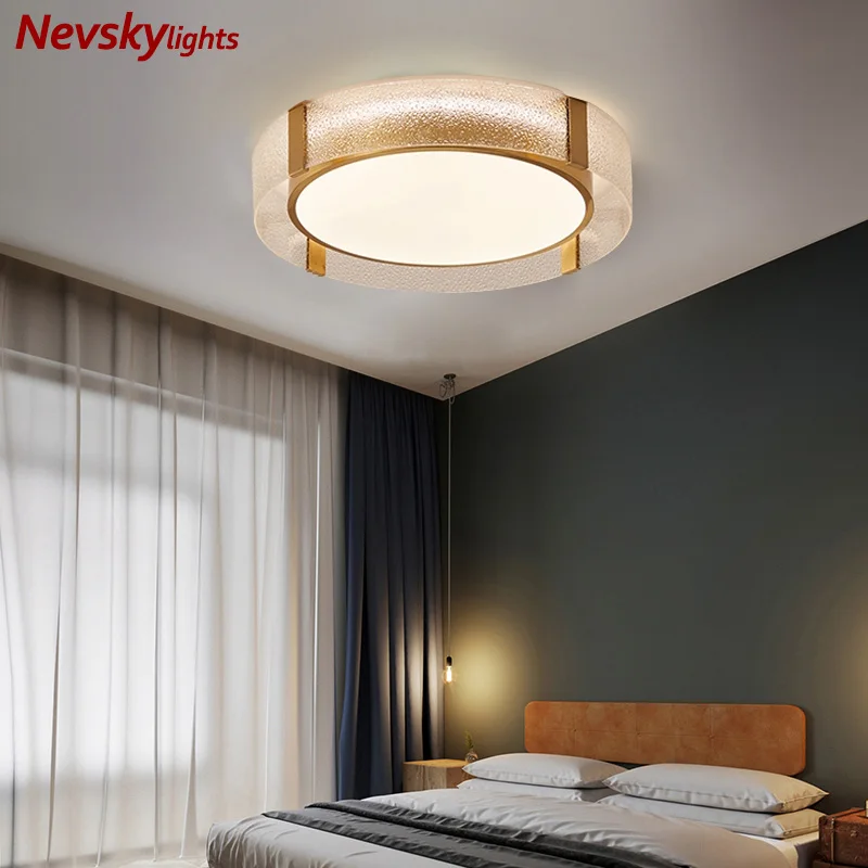 

led brass ceiling lamp living room ceiling lighting bedroom changeable ceiling light fixtures kitchen Frosted glass lamps Round