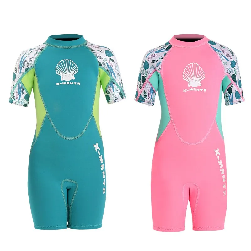

2021 2.5mm Children's Swimwear Girls Condensed Short-sleeved Thickening Winter Swimming Snorkel Sun Sunscreen