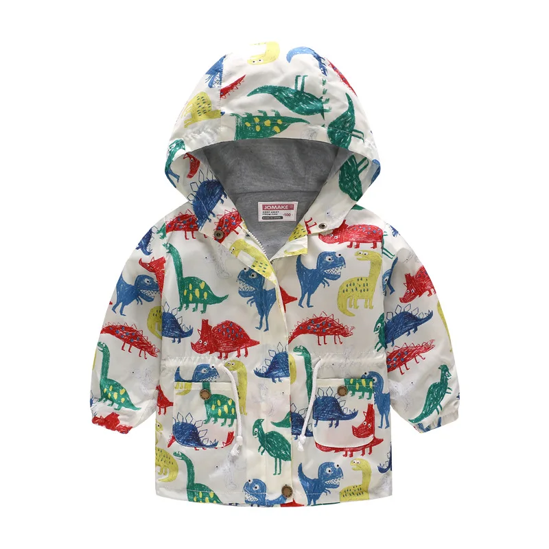 Girls Hooded Coats Fashion Printed Long Sweatshirt Windbreaker For Girls Autumn Outerwear Kids Wind Coat Children Clothing