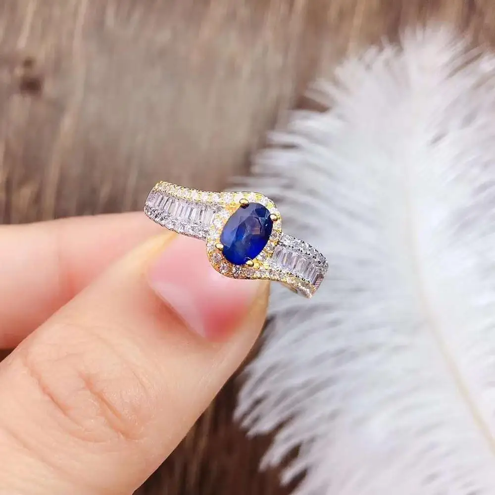 Natural real blue Flower sapphire ring 925 sterling silver Fine handworked jewelry Finger rings | Украшения и аксессуары