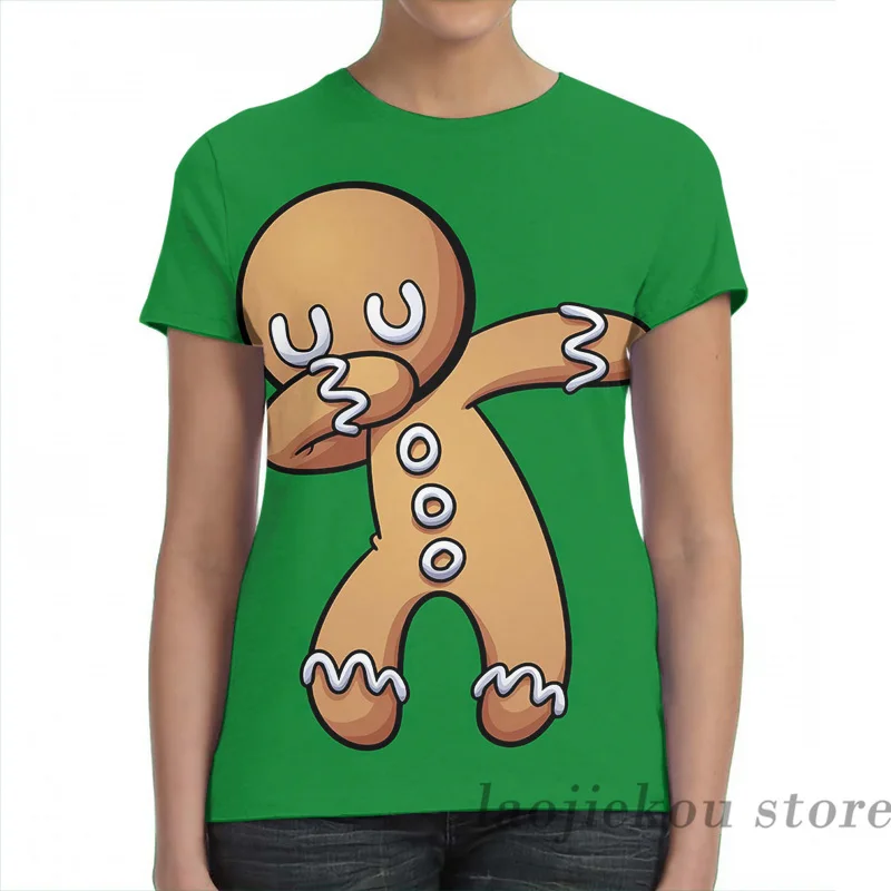 Мужская Рождественская футболка Dabbing с имбирным человеком женская модная со