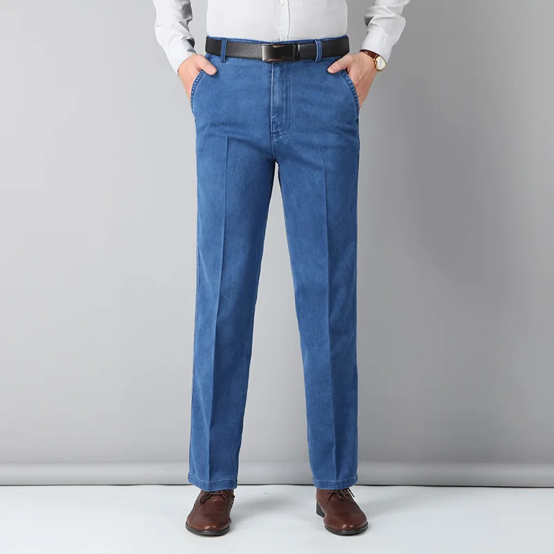 Men's Brand Spring Autumn Casual Cotton Jeans Male Slim Fit Stretch Denim Pants Baggy Straight Clothes Trousers For Men 3XMR45 | Мужская