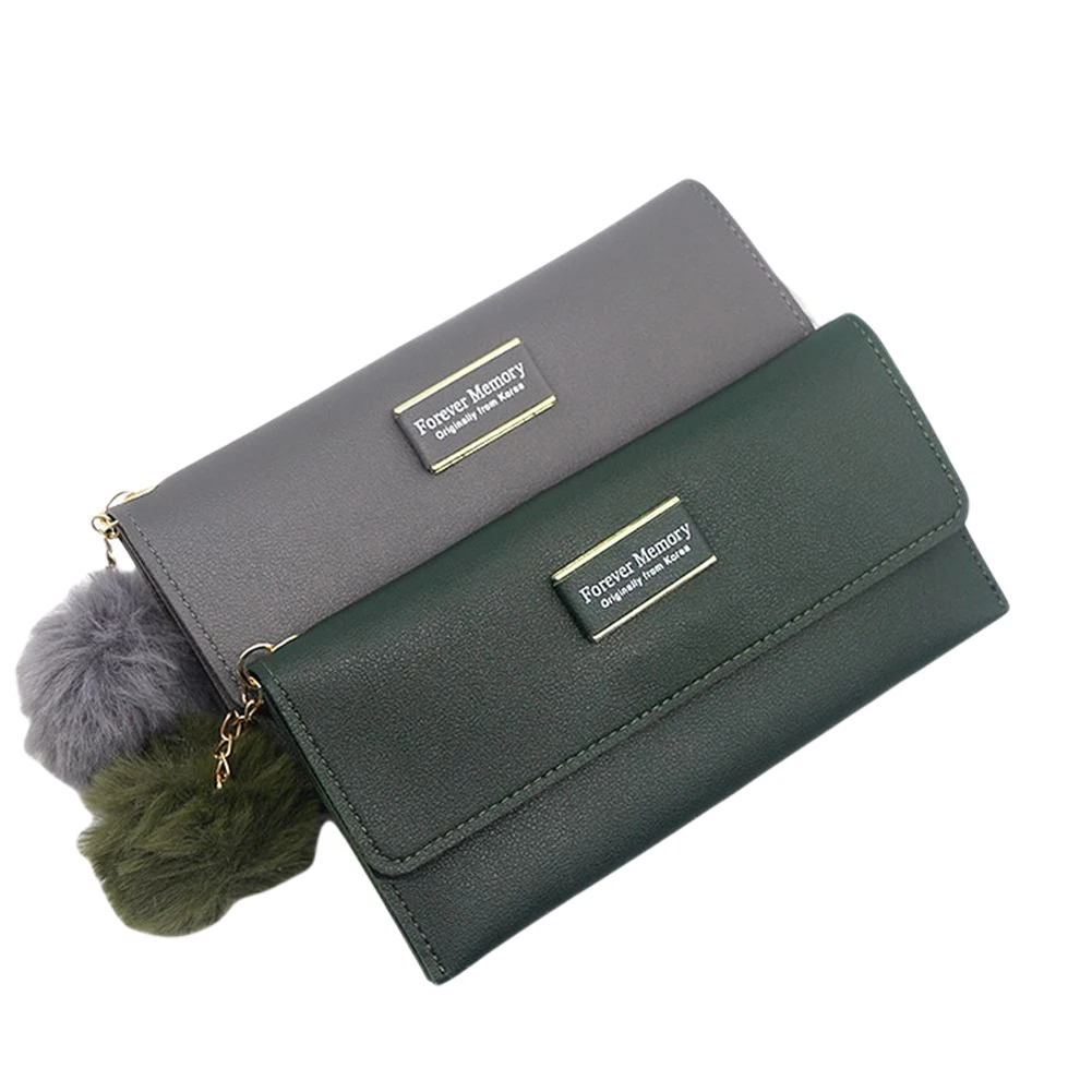 Модный женский длинный кошелек из искусственной кожи с бахромой и подвеской