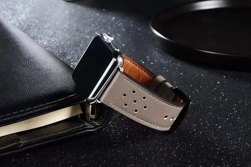 Роскошный кожаный ремешок в стиле ретро для Apple watch 44 мм 42 мм 38 с черным адаптером для iwatch серии 5 1 2 3 ремешок для часов