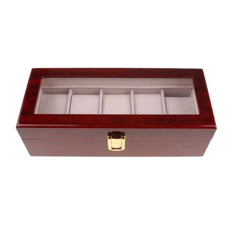 

Watch Case for Men 5 Slots Solid Wood Storage Organizer Display Box Large Holder and Durable