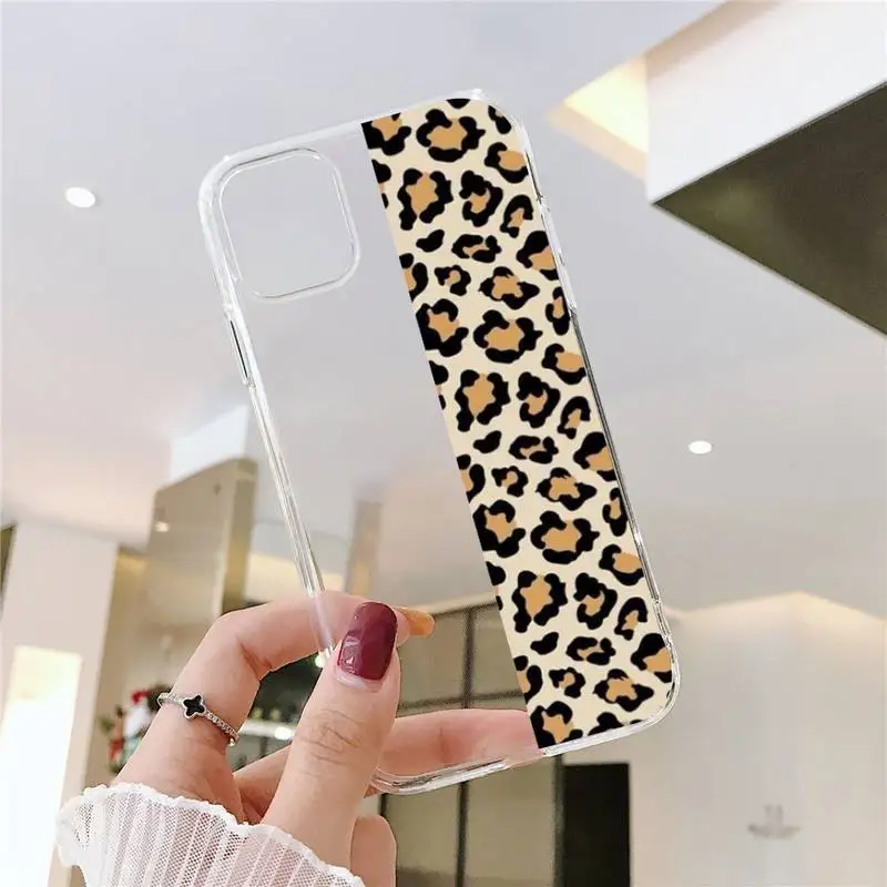 

Fashion beautiful Leopard Print Phone Case Transparent for iPhone 11 12 mini pro XS MAX 8 7 6 6S Plus X 5S SE 2020 XR