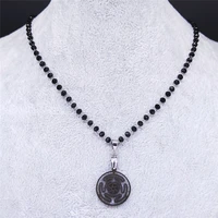 hekate wheel stainless steel charm necklace women strophalos hecate magic symbol logo charm pin colier femme jewelry n3542s02