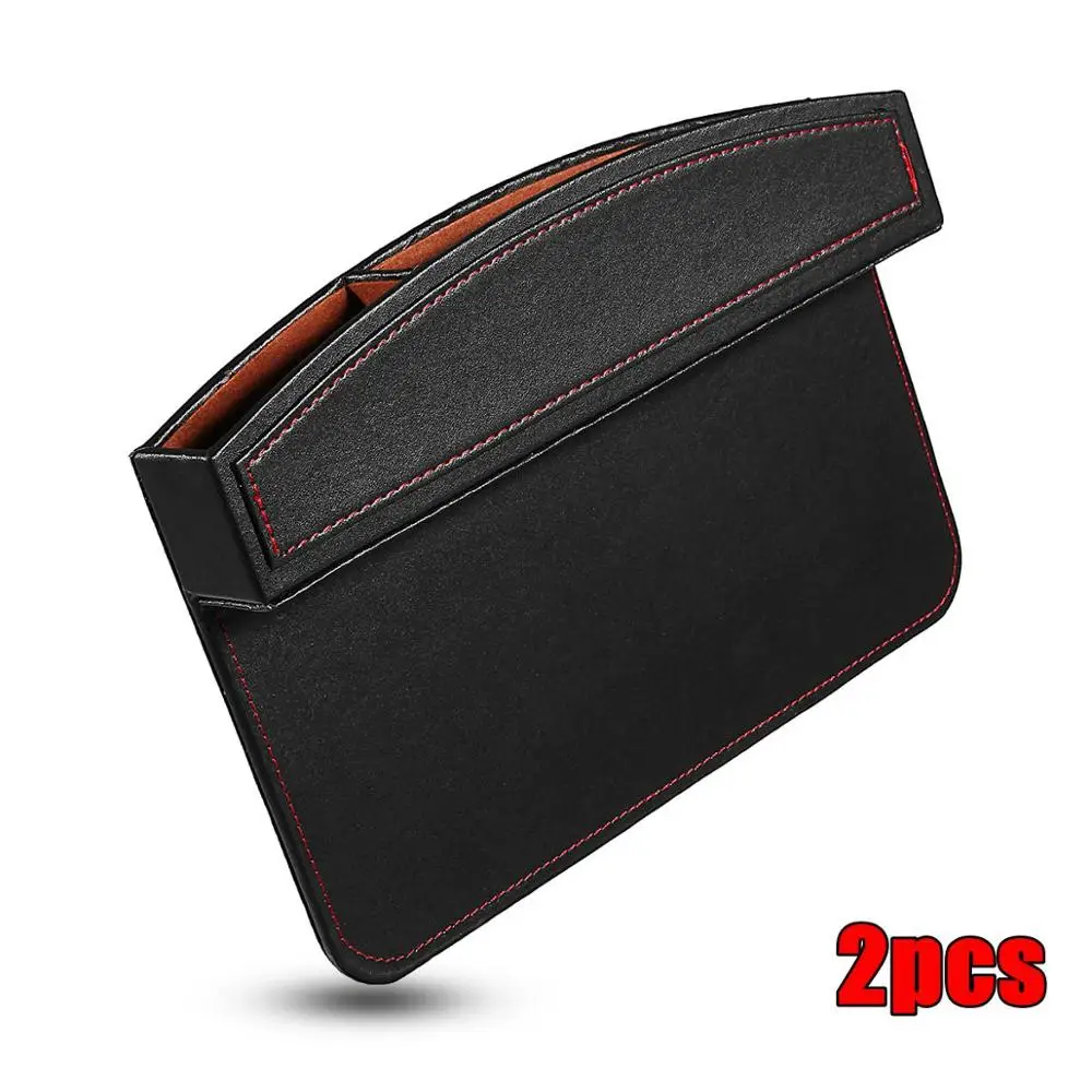 2pcs Black 1 шт., 2 шт., коробка для хранения автомобильных сидений из искусственной кожи с щелевой зазором, карманный органайзер, держатель для телефона, автомобильный боковой зазор, универсальный карман - Название цвета: 2pcs Black