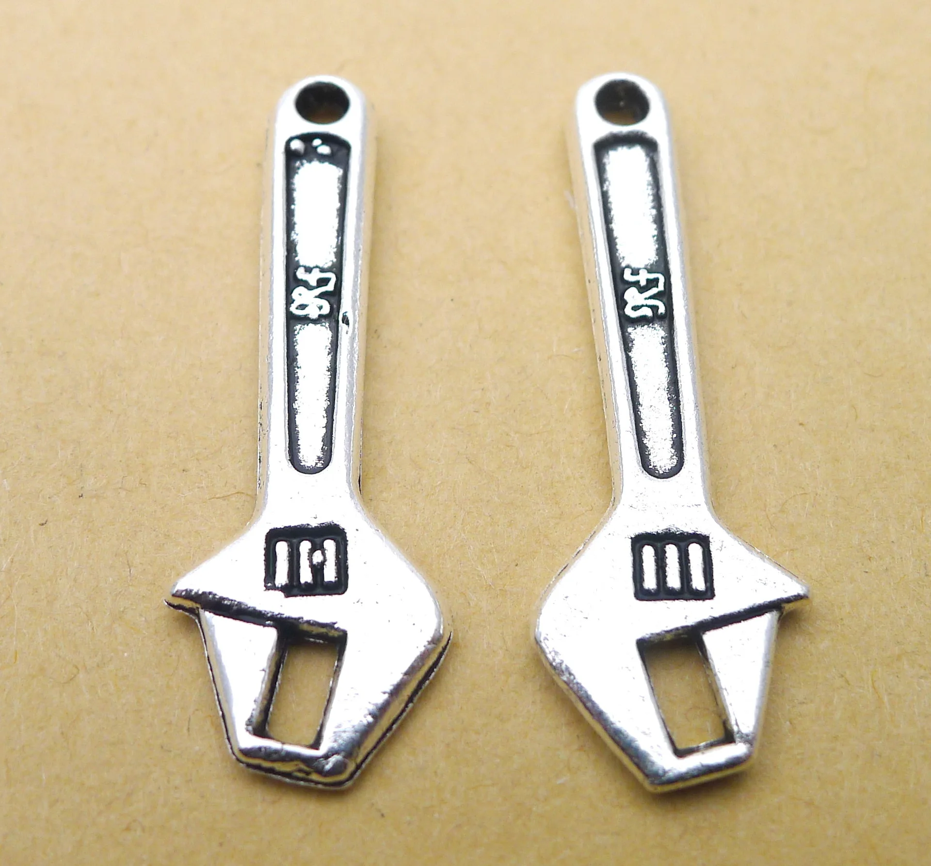 

Charm for making jewelry 3pcs 13x40mm antique silver color wrench charms