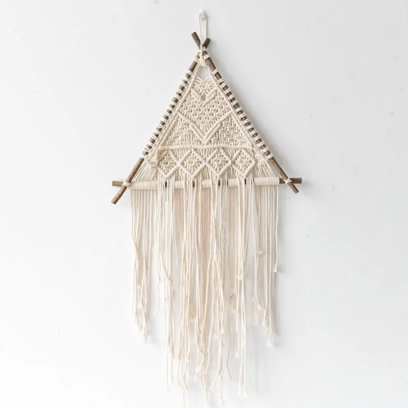 Настенный подвесной гобелен в скандинавском стиле ветки плетеный стол изголовье