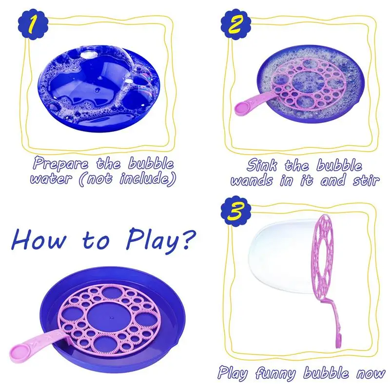 

2Pcs/Set Kids Bubble Wand Funny Interactive Bubble Toy Party Favor With Bubble Tray Party Atmosphere Props Random Color
