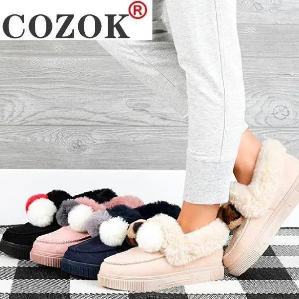 

2021 New Winter Warm Women Boots Bowknot Plush Warm Snow Boots Ladies Casual Flat Short Boots Thicken Furry Fur Botas 35-43