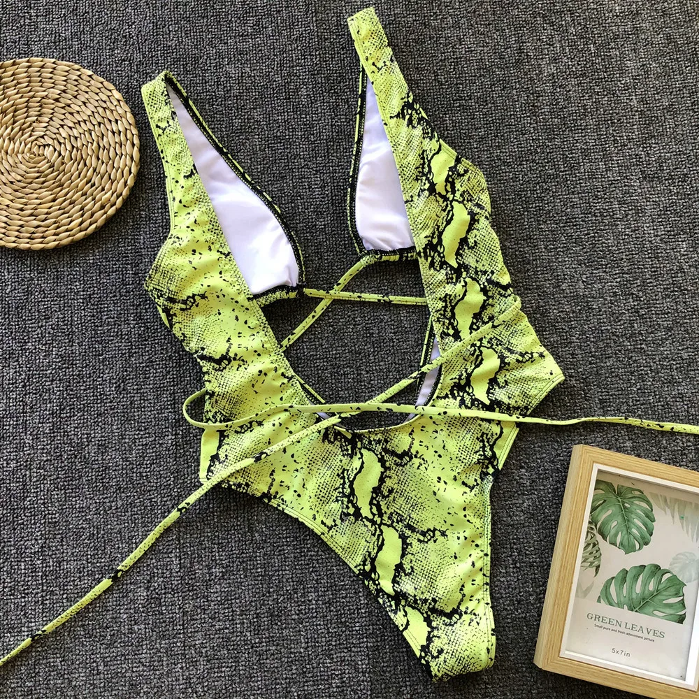 Купальник с леопардовым принтом цельный сексуальный высокой талией купальник 2020