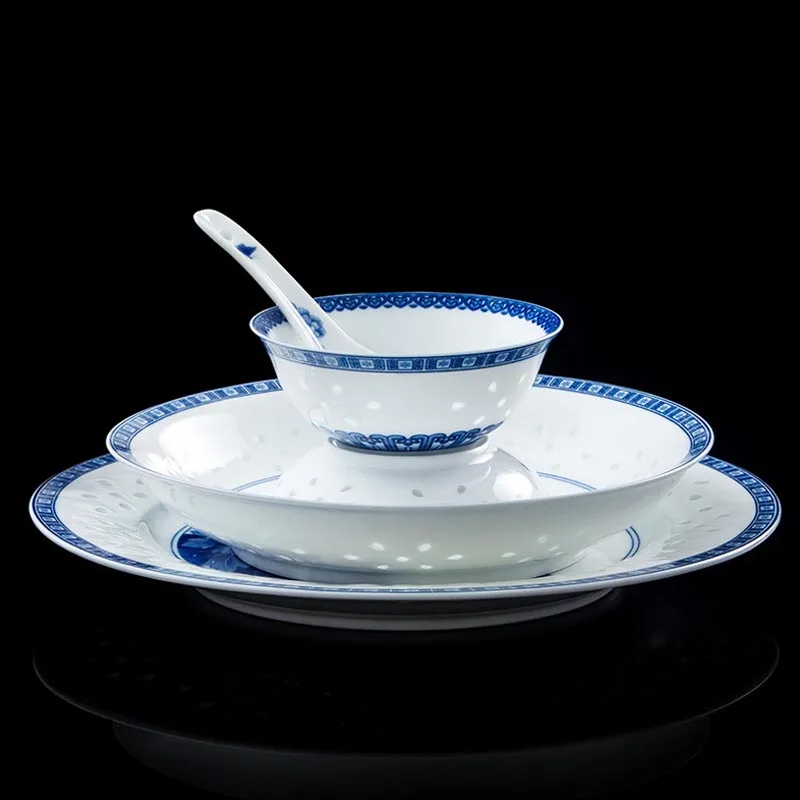 Керамическая Сине белая фарфоровая посуда Jingdezhen домашняя миска для супа и риса