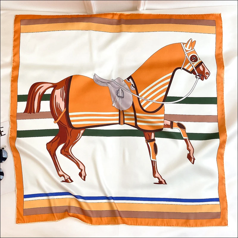 

horse print Silk Scarf Hand Rolled Edges Womens Satin Scarves Silk Square Scarf 90x90 Designer Silk Head Scarfs For Women 90cm