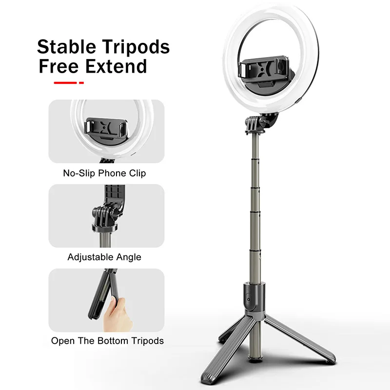 Беспроводной селфи Палка с Bluetooth светодиодный кольцо заполняющий светильник