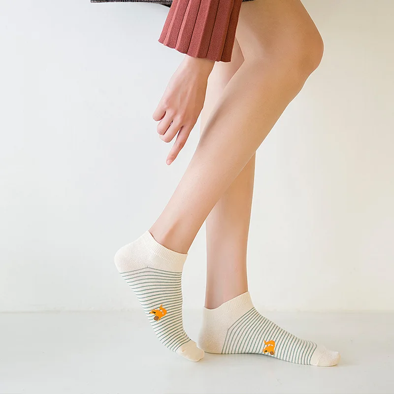 5 пары/компл. женские носки забавные с фруктами и милыми рисунками лето осень