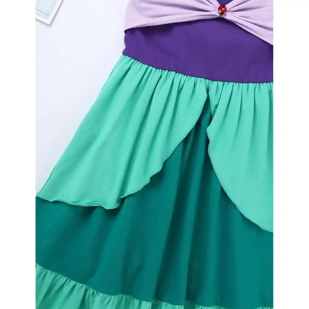 

Kids Girls Twirl Princess Dress Mermaid Costume Sleeveless Rhinestone Bowknot Cotton Dresses Children Carnival Party Dress Up