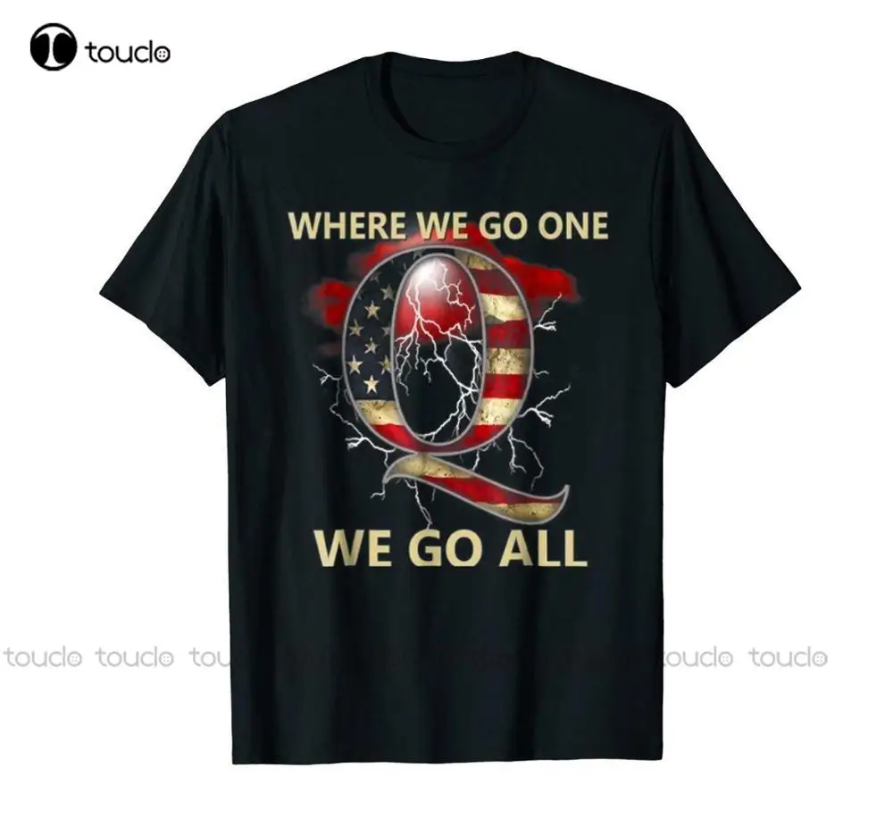 

Летняя футболка с надписью «Куда мы пойдем, мы все пойдем», Qanon, Q, США, Q, флаг, черная футболка на заказ, Aldult, Молодежная, унисекс, модная, забав...