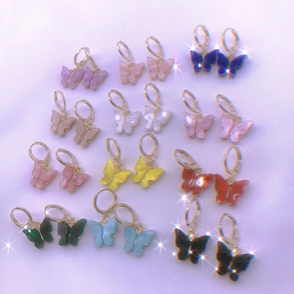 2 пары/комплект женские серьги в виде бабочки|Серьги-подвески| |