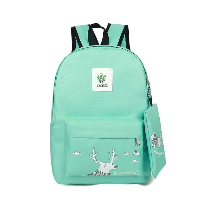 5pcs school bag set cartoon deer prints women backpack college backpacks travel bag fashion  teenager bookbag for girls 17inch