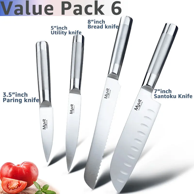 Value Pack 6 Набор ножей из нержавеющей стали, японский 7CR17 440C, высокоуглеродистая Нержавеющая сталь, нож для нарезки хлеба, нож для шеф-повара - Цвет: Value Pack 6