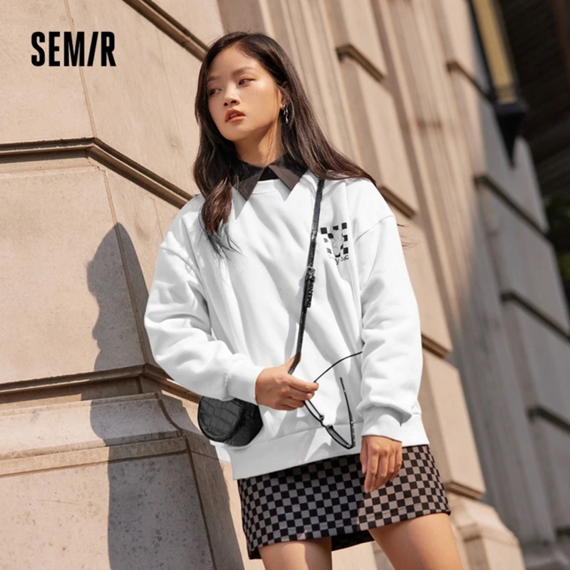 Свитшот SEMIR женский с шахматным узором зимний нишевый узор плюс бархат новинка 2021