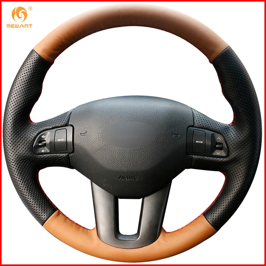 MEWANT Orange Black Leather Car Steering Wheel Cover for Kia Sportage 3 2011-2014 Ceed Ceeɽ 2010-2012 Interior Accessories |