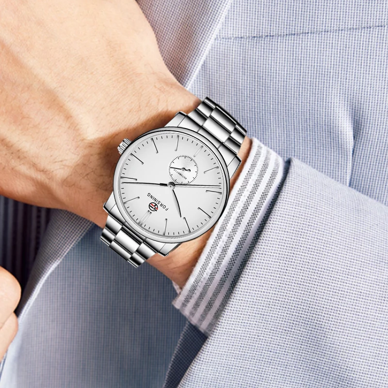 

Forsining 2020 Stainless Steel Waterproof Mens Skeleton Watches Top Brand Luxury Transparent Mechanical Sport Male Wrist Watches