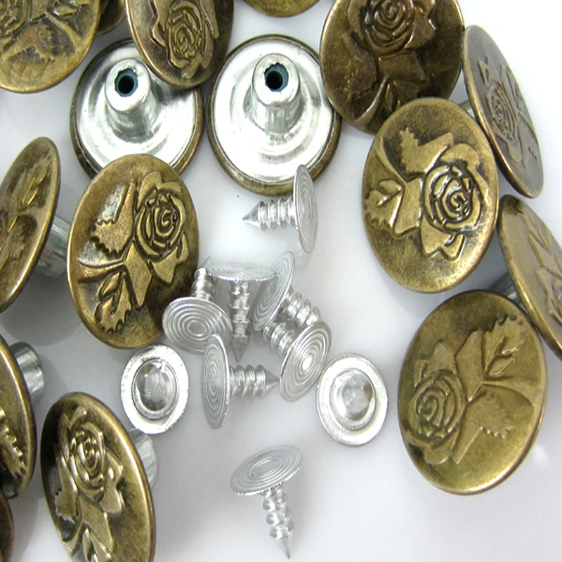 50 наборов бронза узор в виде розы металлические пуговицы с хвостовиком акриловые