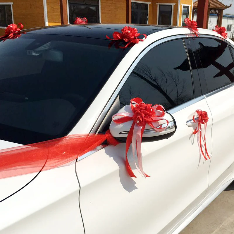 DIY Индивидуальный заказ свадебное украшение автомобиля цветок дверные ручки