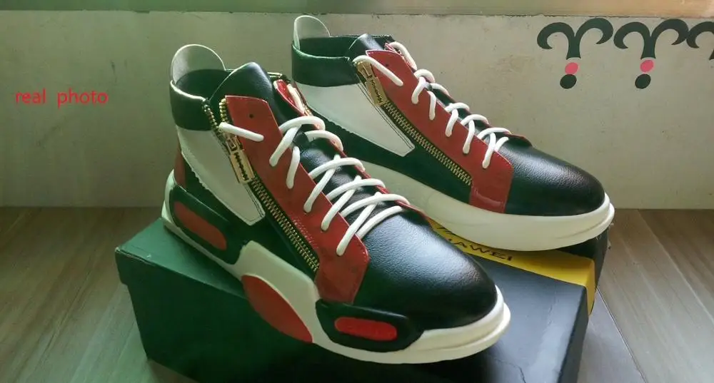 2 colour Men's Lightweight sneakers lace-up Double zipper round toe high top casual shoes for men fashion falt office | Обувь