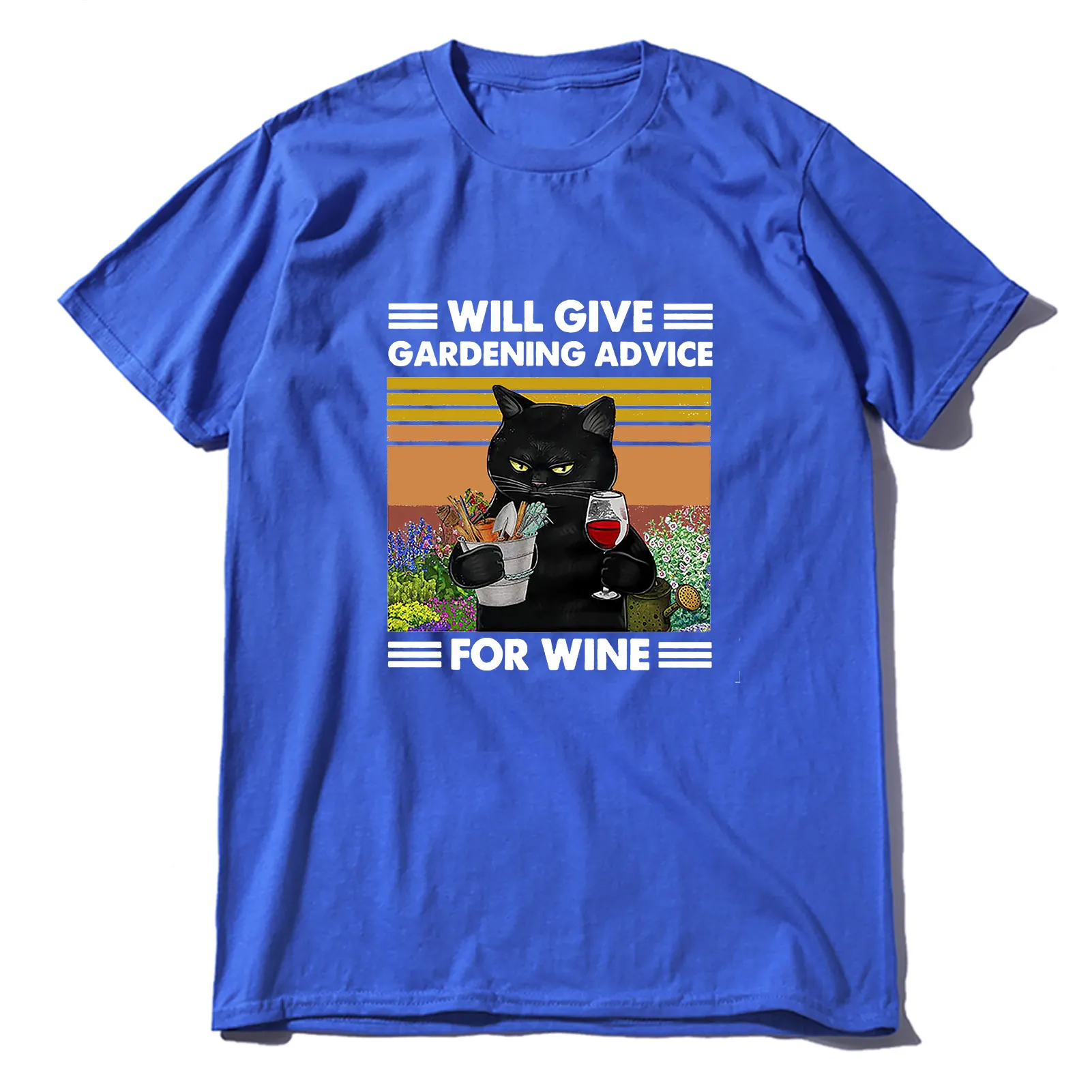 

2021 Summer Men's T-shirt Black Cat Will Provide Gardening Advice for Wine Cat Lovers, Retro Fun, High-quality Men's Clothing