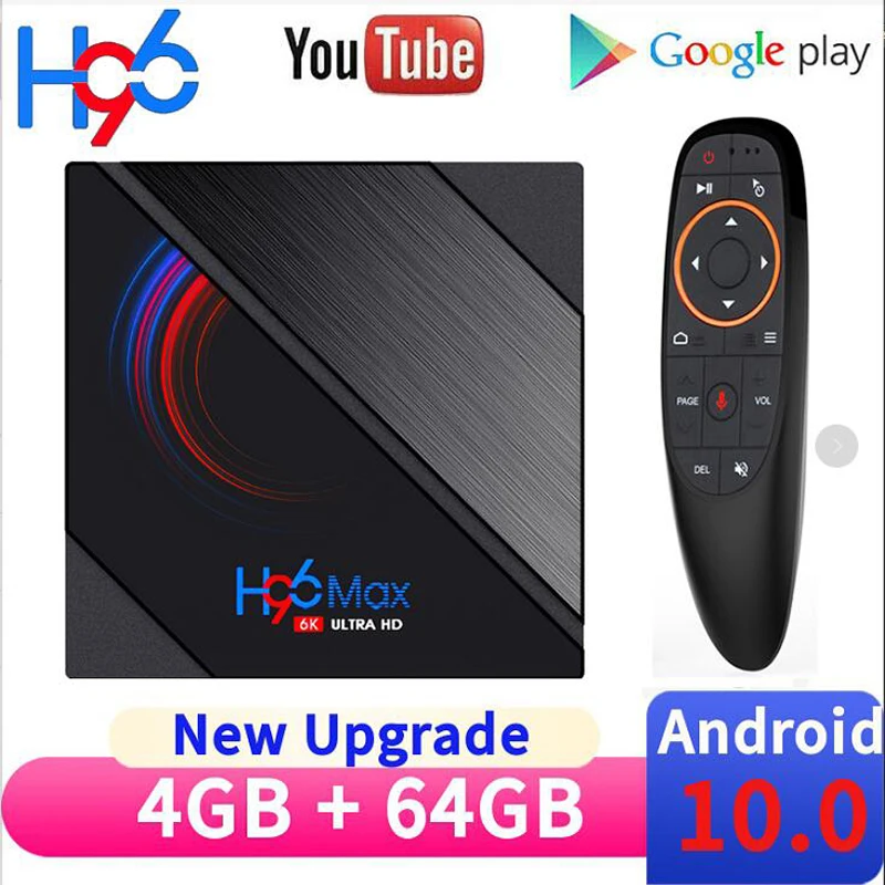 

ТВ-приставка H96 MAX H616, Android 10, 4 + 32/64 ГБ, 6k, 2,4/5,8 ГГц, Wi-Fi