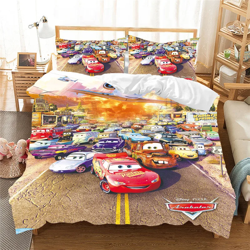 

Disney Red Lightning McQueen Car Bedding Set Children's Bedroom Decoration King Quilt Pillowcase Boy Family Children's Gift