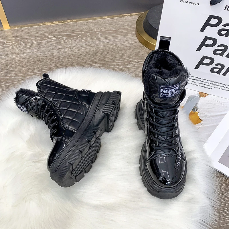 

2021 Women Boots Waterproof Winter Shoes Women Snow Boots Platform Keep Warm Ankle Platform Boots with Thick Fur Heels