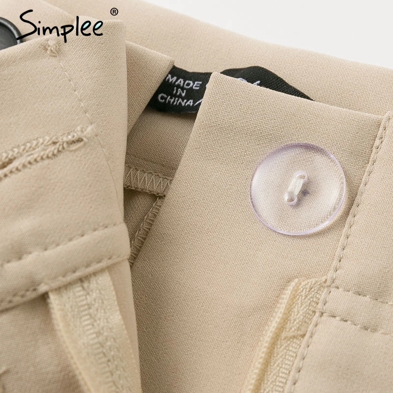 Simplee Solid повседневные женские брюки высокая талия офисные женские пиджак костюм брюки Свободные женские брюки