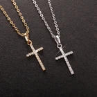 Модные женские подвески в форме Креста, Прямая поставка, золотой, черный цвет, кристалл, Крест Иисуса, подвеска, ожерелье, ювелирные изделия для мужчинженщин, оптовая продажа