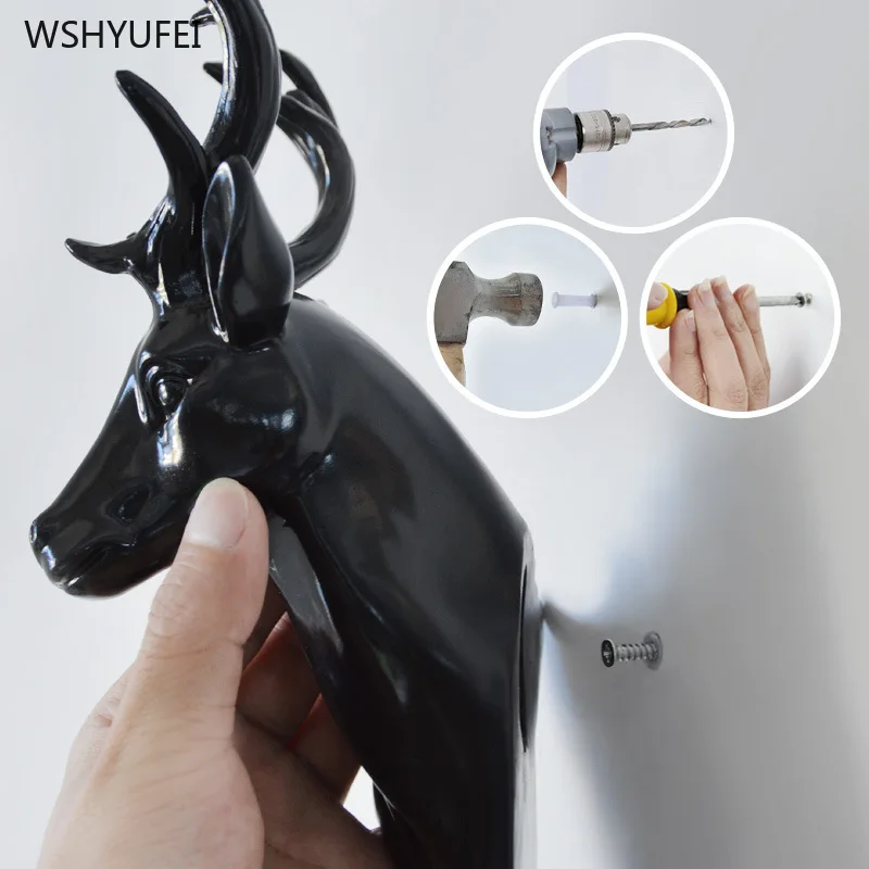 

Holder Bags Wall Hook Decorative Hanger Hook Creative Resin Model Bathroom Gold Wall Hooks Clothes Coat Hooks Ventosa Deer