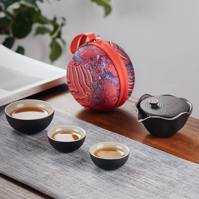 

Porcelain Service Gaiwan Tea Cups Mug of Tea Ceremony Teapot Chinese Portable Kung Fu Travel Tea Set Ceramic Teacup with Bag