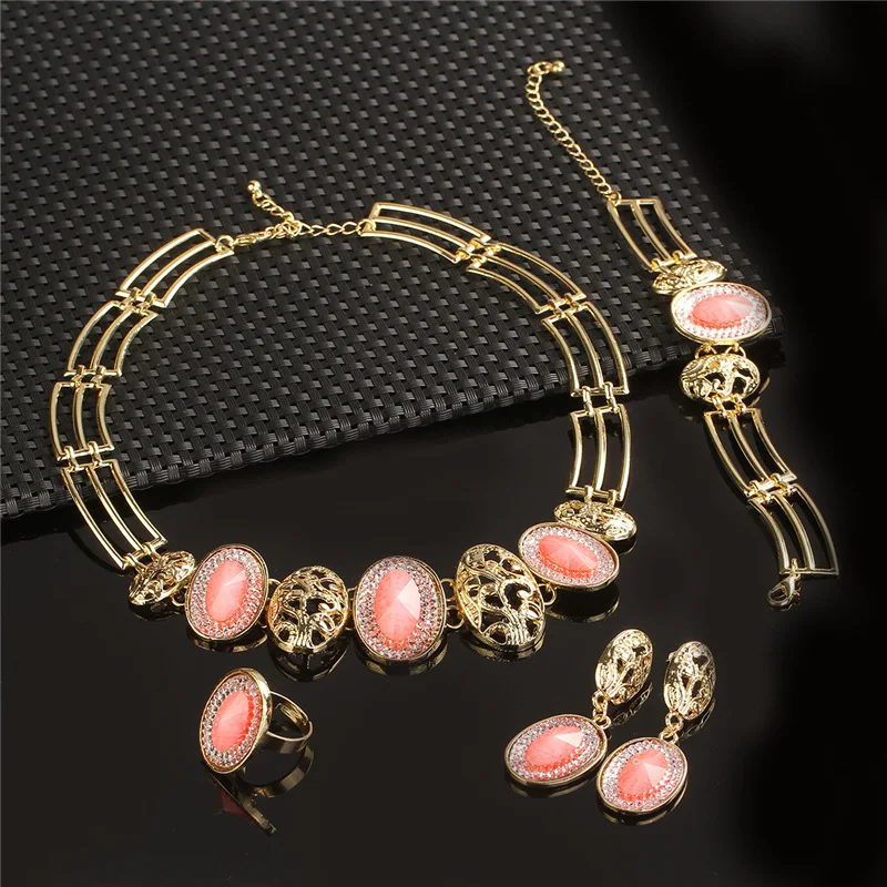 Liffly Дубай Классические Золотые Ювелирные наборы ожерелье браслет серьги кольцо